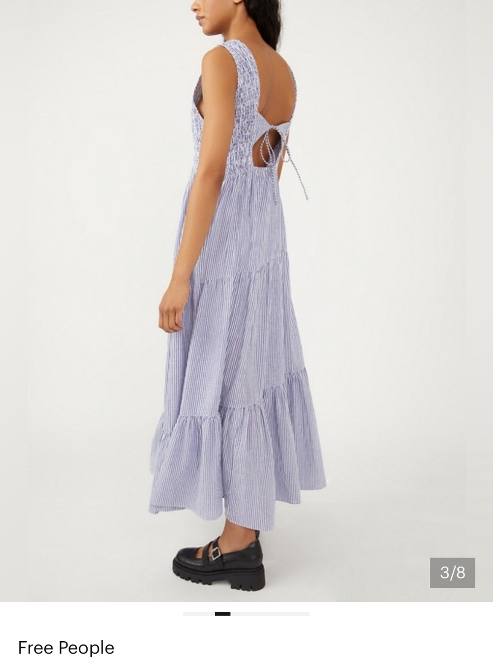 Free People Juno Maxi Dress Size Medium Blue And White Stripes Cotton - Picture 4 of 4